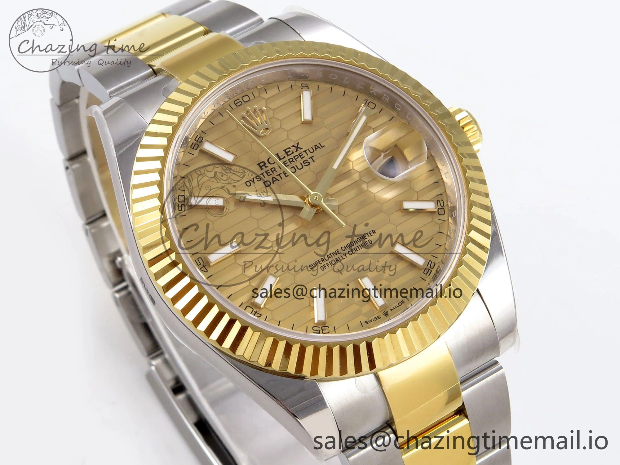 DateJust 41 SS YG ARF 1:1 Best Edition 904L Steel YG Textured Stick Dial on Oyster Bracelet SH3235