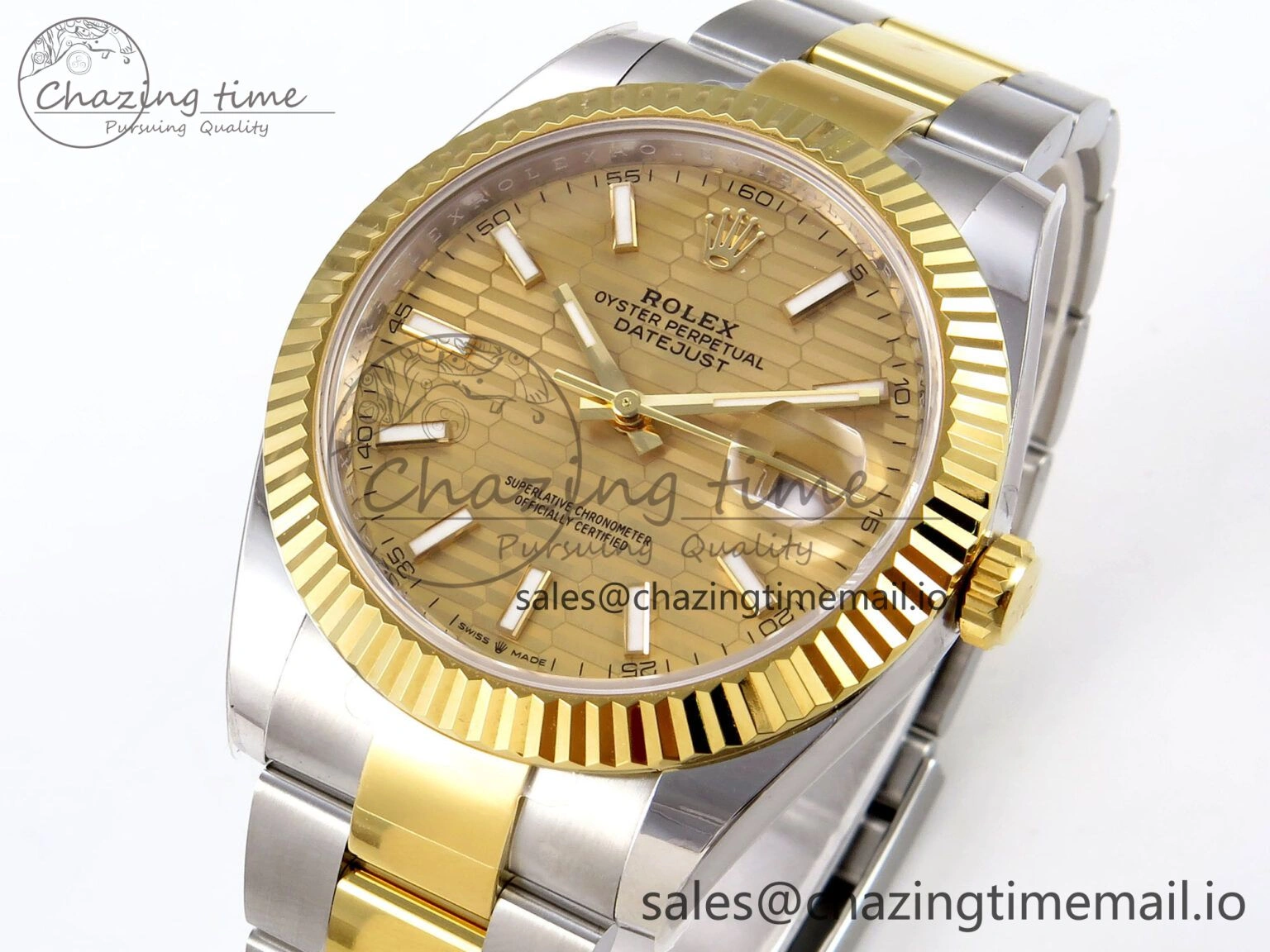 DateJust 41 SS YG ARF 1:1 Best Edition 904L Steel YG Textured Stick Dial on Oyster Bracelet SH3235