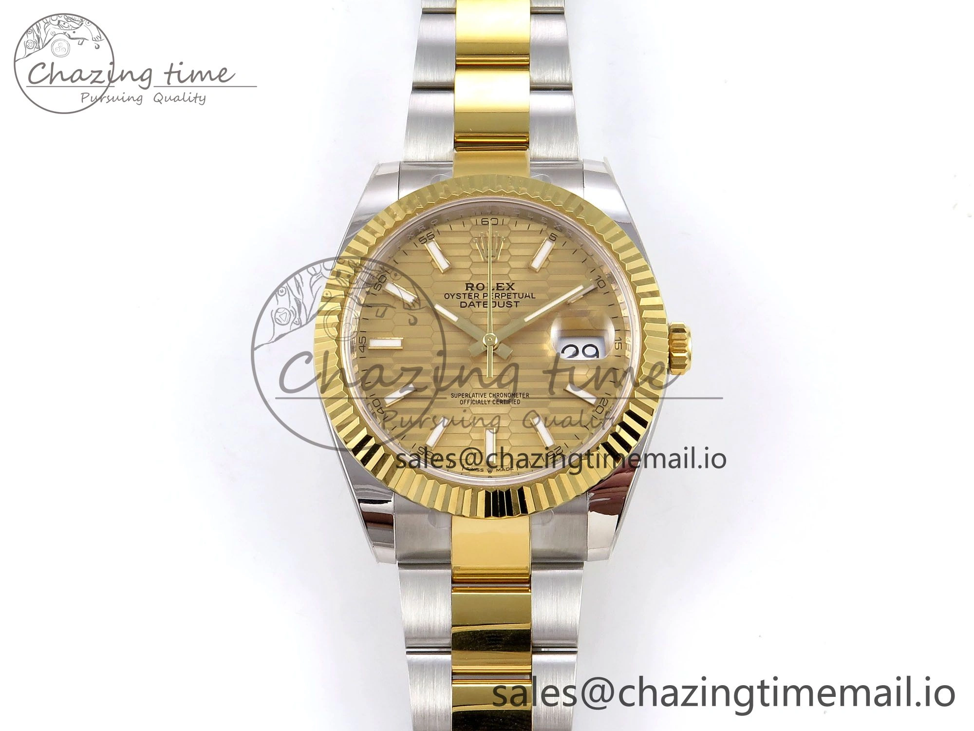 DateJust 41 SS YG ARF 1:1 Best Edition 904L Steel YG Textured Stick Dial on Oyster Bracelet SH3235