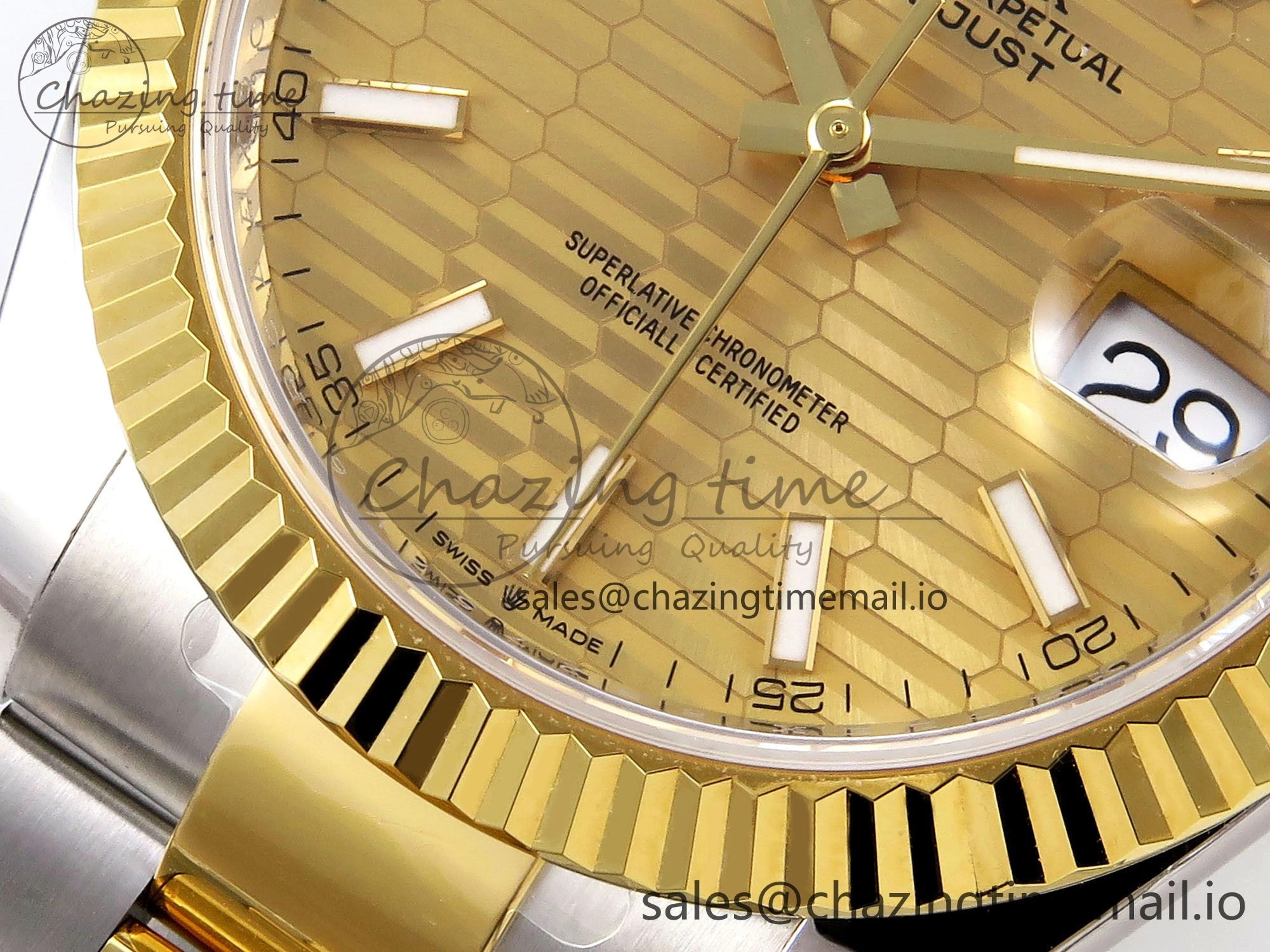 DateJust 41 SS YG ARF 1:1 Best Edition 904L Steel YG Textured Stick Dial on Oyster Bracelet SH3235