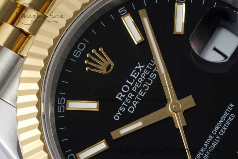 DateJust 41 SS YG JDF 1:1 Best Edition 904L Steel Black Stick Dial on SS YG Jubilee Bracelet VR3235 V2