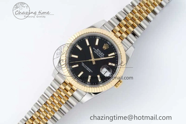 DateJust 41 SS YG JDF 1:1 Best Edition 904L Steel Black Stick Dial on SS YG Jubilee Bracelet VR3235 V2