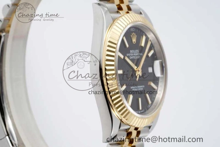 DateJust 41 SS YG JDF 1:1 Best Edition 904L Steel Black Stick Dial on SS YG Jubilee Bracelet VR3235 V2