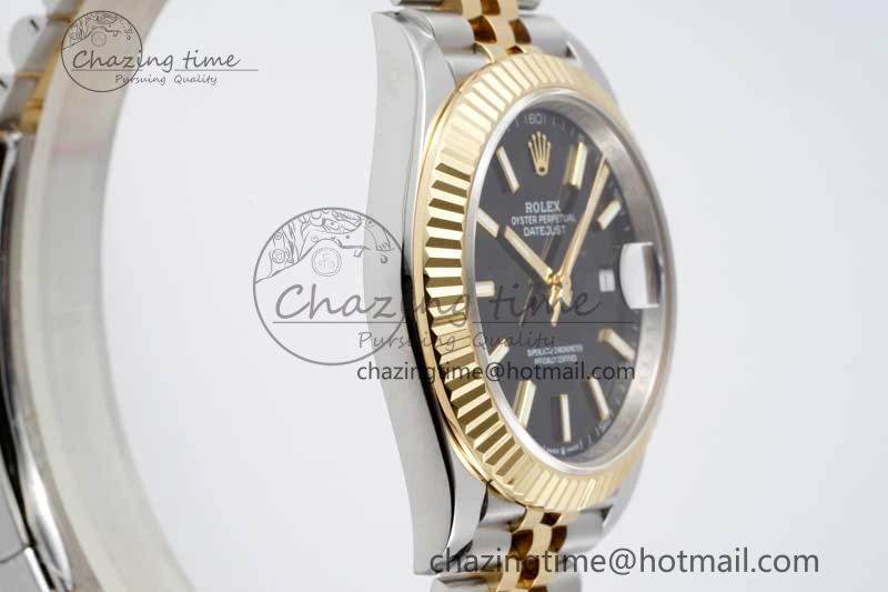 DateJust 41 SS YG JDF 1:1 Best Edition 904L Steel Black Stick Dial on SS YG Jubilee Bracelet VR3235 V2