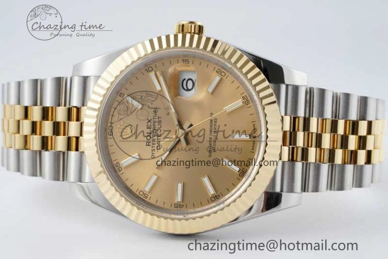 DateJust 41 SS YG JDF 1:1 Best Edition 904L Steel YG Stick Dial on SS YG Jubilee Bracelet VR3235 V2