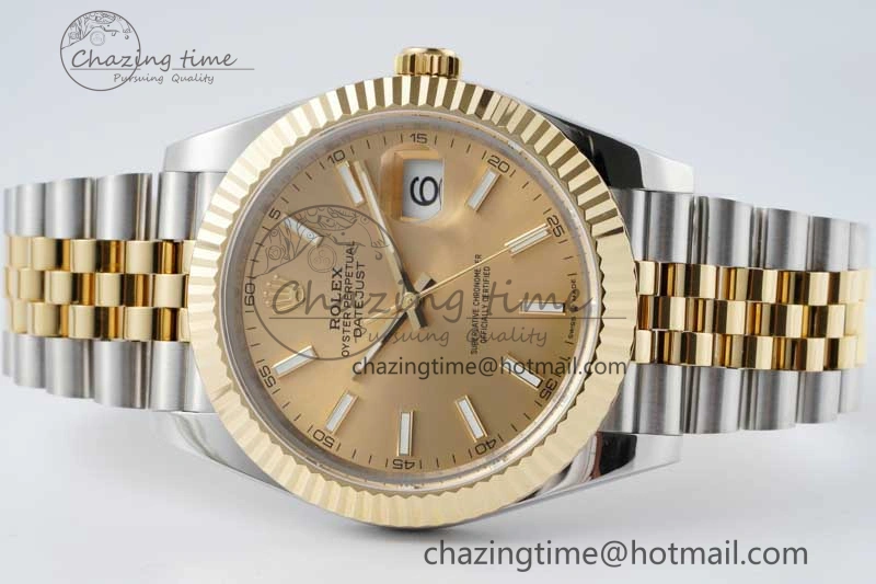 DateJust 41 SS YG JDF 1:1 Best Edition 904L Steel YG Stick Dial on SS YG Jubilee Bracelet VR3235 V2