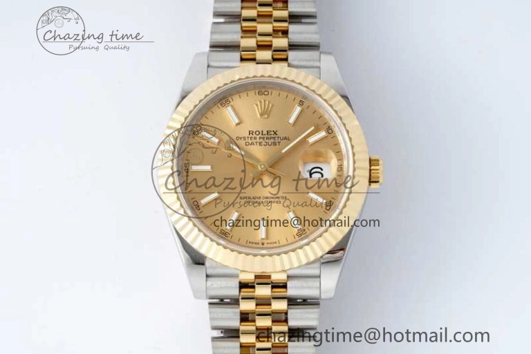 DateJust 41 SS YG JDF 1:1 Best Edition 904L Steel YG Stick Dial on SS YG Jubilee Bracelet VR3235 V2