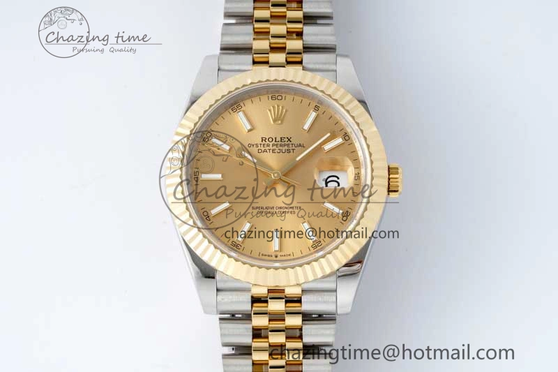 DateJust 41 SS YG JDF 1:1 Best Edition 904L Steel YG Stick Dial on SS YG Jubilee Bracelet VR3235 V2