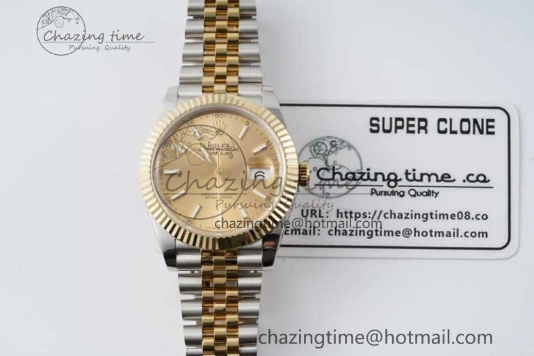 DateJust 41 SS YG JDF 1:1 Best Edition 904L Steel YG Stick Dial on SS YG Jubilee Bracelet VR3235 V2