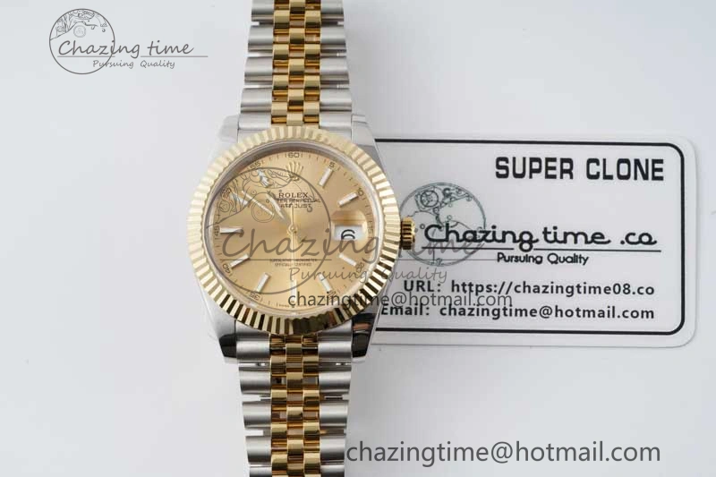 DateJust 41 SS YG JDF 1:1 Best Edition 904L Steel YG Stick Dial on SS YG Jubilee Bracelet VR3235 V2