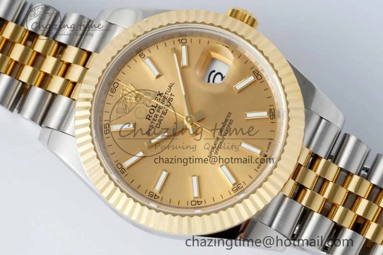 DateJust 41 SS YG JDF 1:1 Best Edition 904L Steel YG Stick Dial on SS YG Jubilee Bracelet VR3235 V2