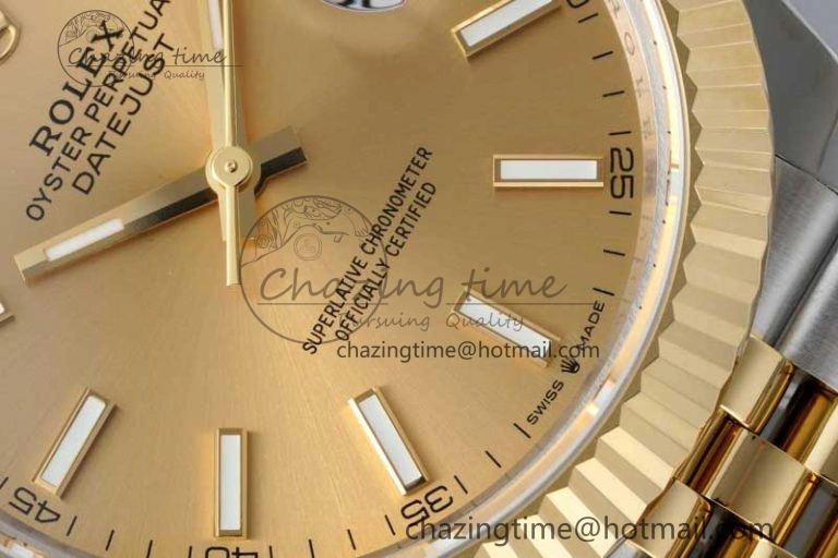 DateJust 41 SS YG JDF 1:1 Best Edition 904L Steel YG Stick Dial on SS YG Jubilee Bracelet VR3235 V2