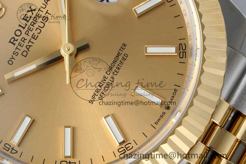 DateJust 41 SS YG JDF 1:1 Best Edition 904L Steel YG Stick Dial on SS YG Jubilee Bracelet VR3235 V2