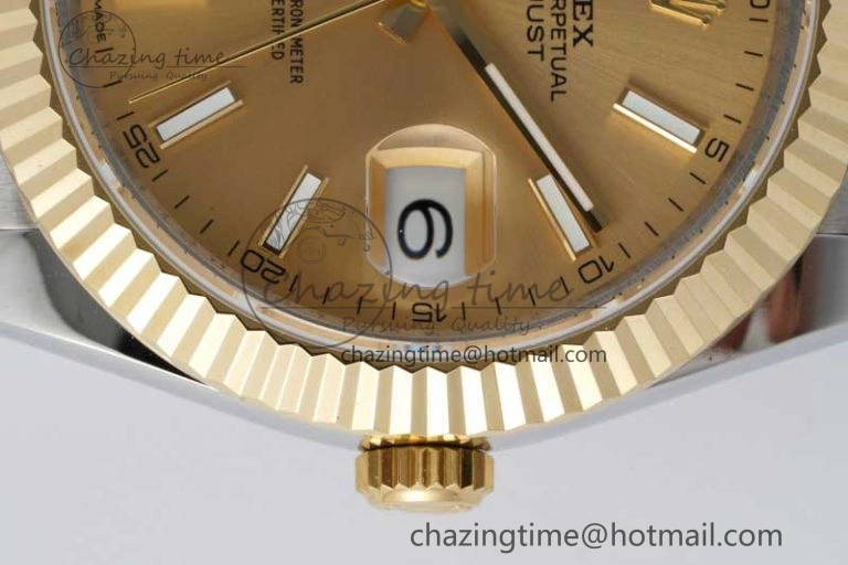 DateJust 41 SS YG JDF 1:1 Best Edition 904L Steel YG Stick Dial on SS YG Jubilee Bracelet VR3235 V2