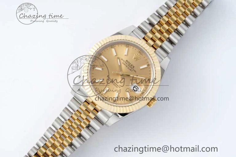 DateJust 41 SS YG JDF 1:1 Best Edition 904L Steel YG Stick Dial on SS YG Jubilee Bracelet VR3235 V2