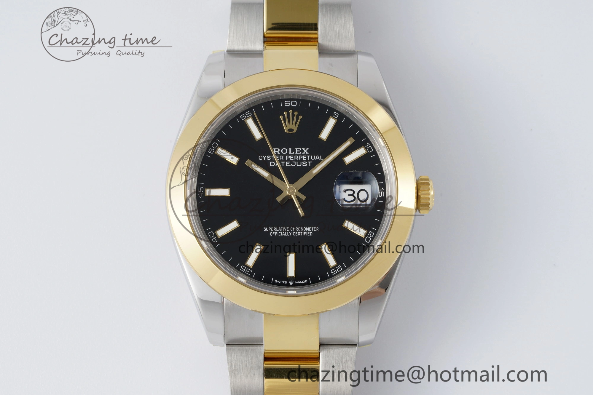 DateJust 41 SS YG Polished Bezel KING 1:1 Best Edition 904L Steel Black Dial on Oyster Bracelet VR3235