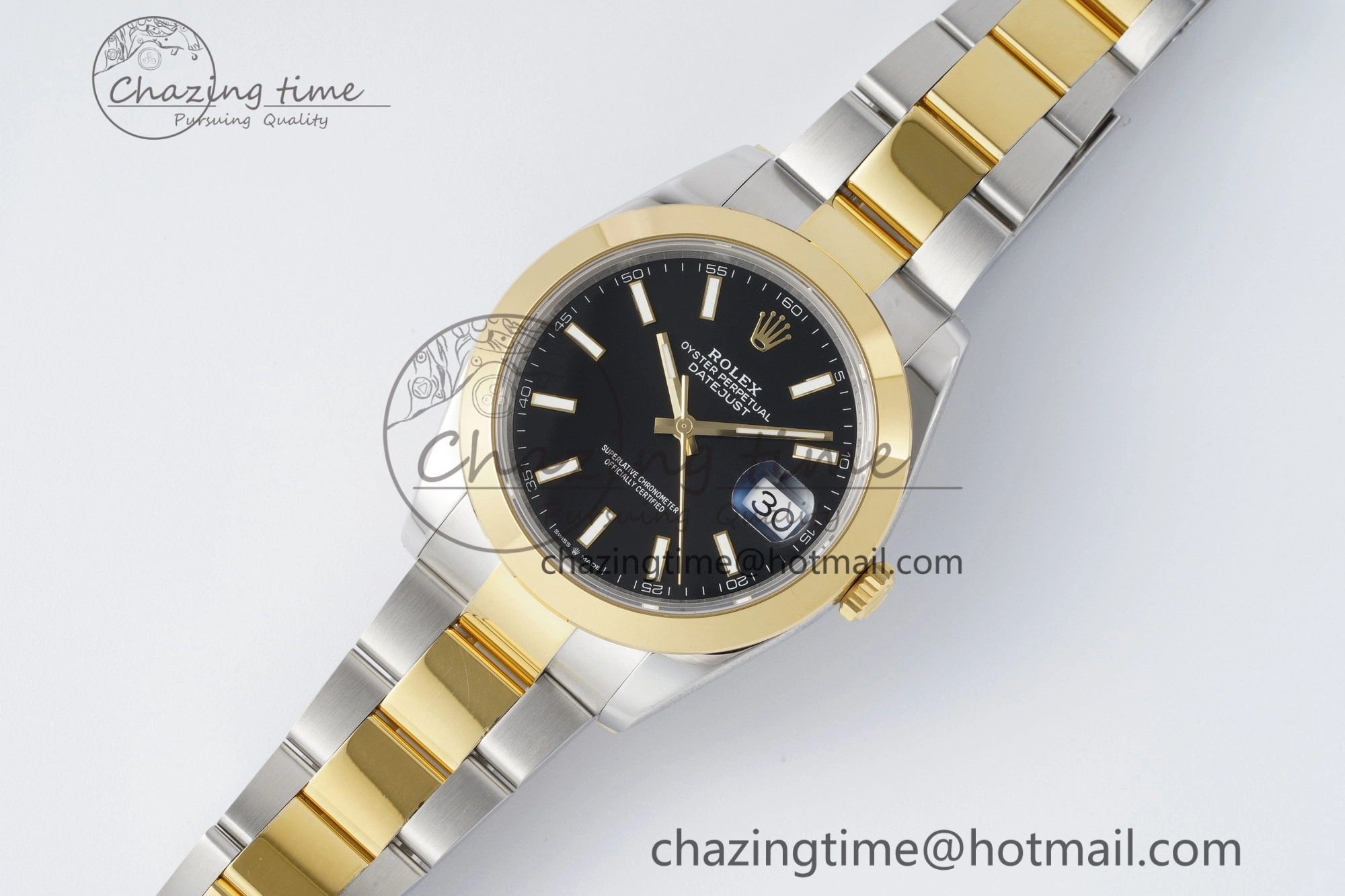 DateJust 41 SS YG Polished Bezel KING 1:1 Best Edition 904L Steel Black Dial on Oyster Bracelet VR3235