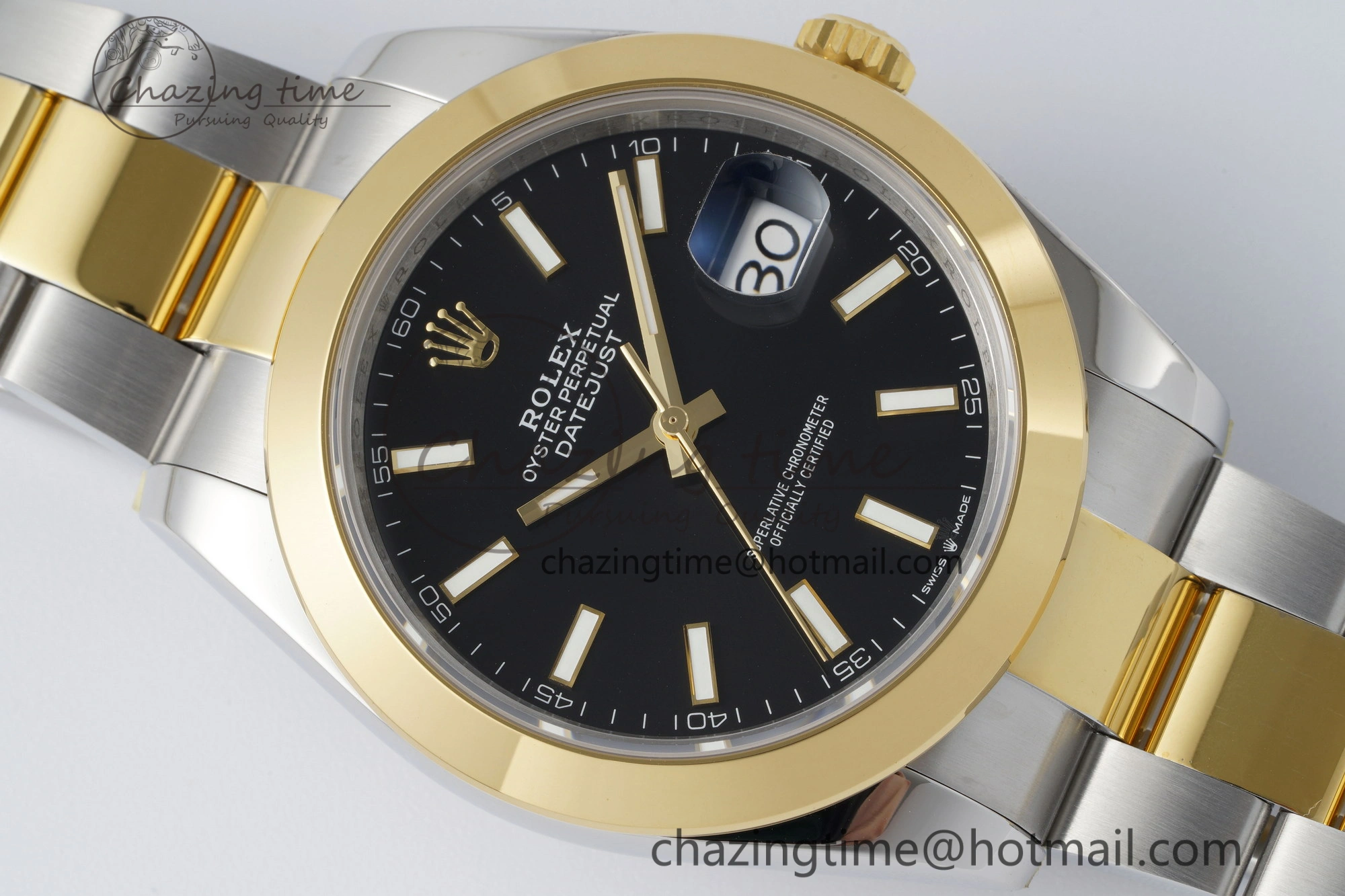 DateJust 41 SS YG Polished Bezel KING 1:1 Best Edition 904L Steel Black Dial on Oyster Bracelet VR3235
