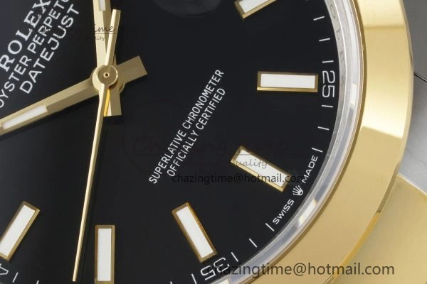 DateJust 41 SS YG Polished Bezel KING 1:1 Best Edition 904L Steel Black Dial on Oyster Bracelet VR3235