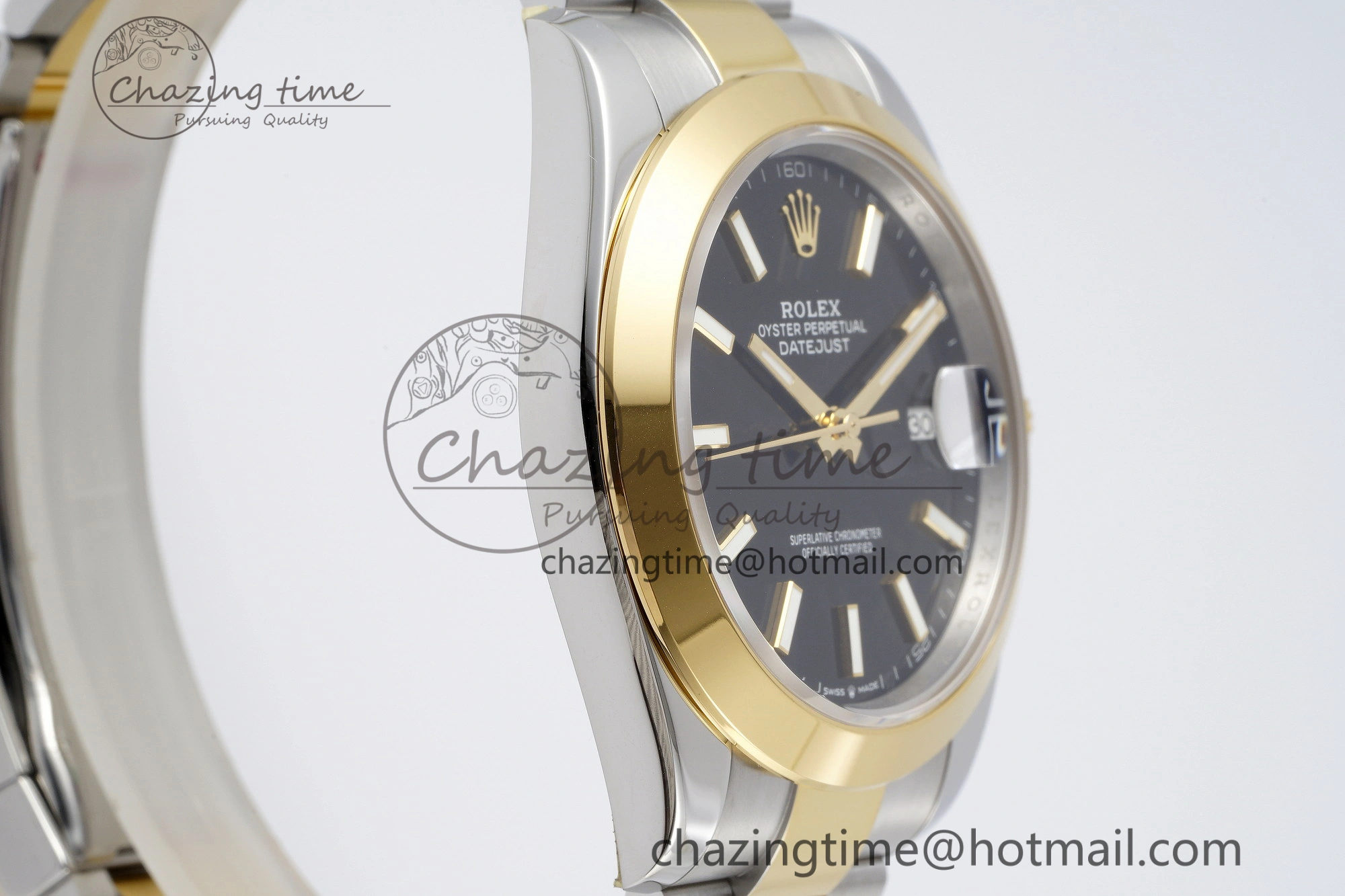 DateJust 41 SS YG Polished Bezel KING 1:1 Best Edition 904L Steel Black Dial on Oyster Bracelet VR3235