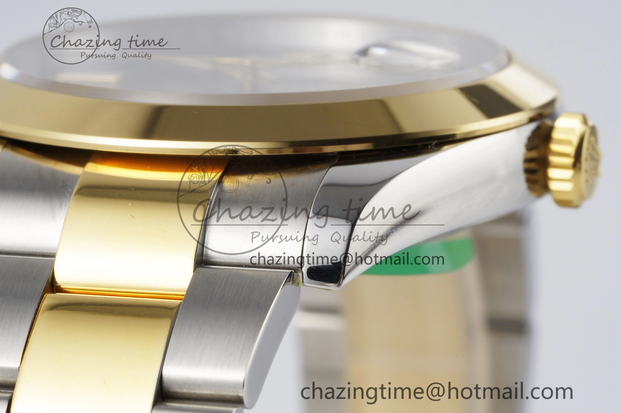 DateJust 41 SS YG Polished Bezel KING 1:1 Best Edition 904L Steel Gray Dial Green Roman on Oyster Bracelet VR3235