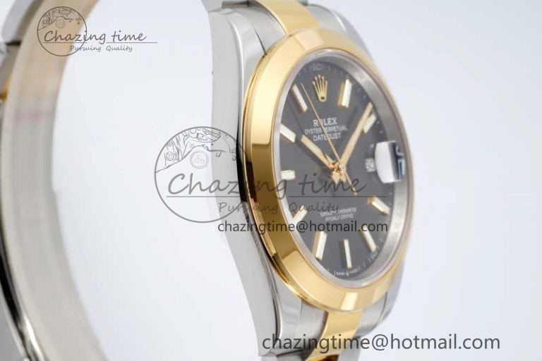 DateJust 41 SS YG Polished Bezel KING 1:1 Best Edition 904L Steel Gray Dial on Oyster Bracelet VR3235