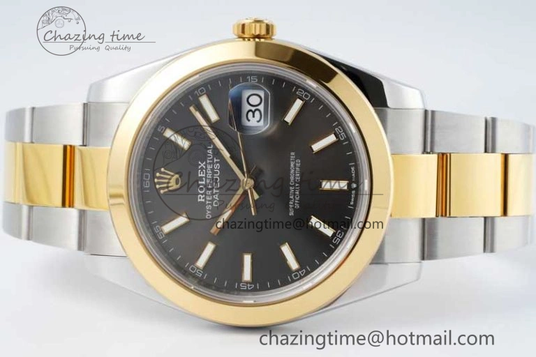 DateJust 41 SS YG Polished Bezel KING 1:1 Best Edition 904L Steel Gray Dial on Oyster Bracelet VR3235