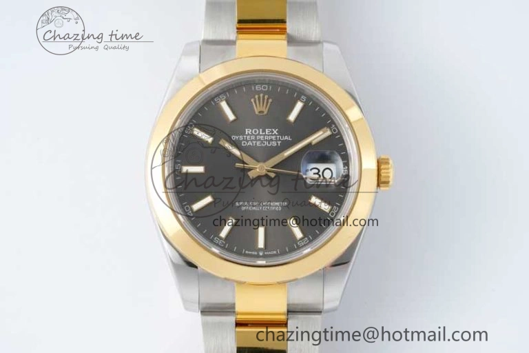 DateJust 41 SS YG Polished Bezel KING 1:1 Best Edition 904L Steel Gray Dial on Oyster Bracelet VR3235