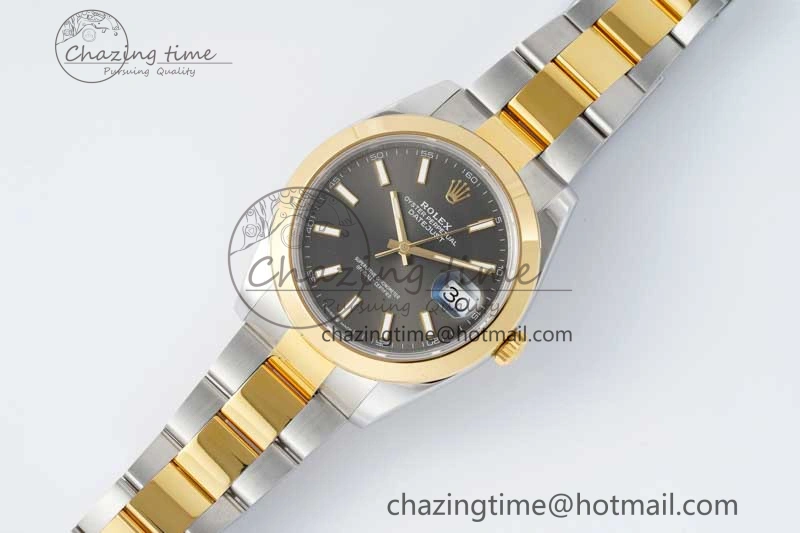 DateJust 41 SS YG Polished Bezel KING 1:1 Best Edition 904L Steel Gray Dial on Oyster Bracelet VR3235