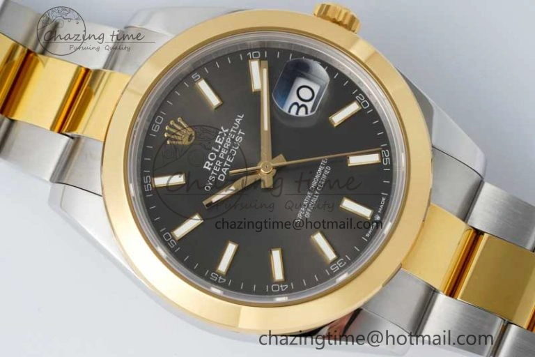 DateJust 41 SS YG Polished Bezel KING 1:1 Best Edition 904L Steel Gray Dial on Oyster Bracelet VR3235