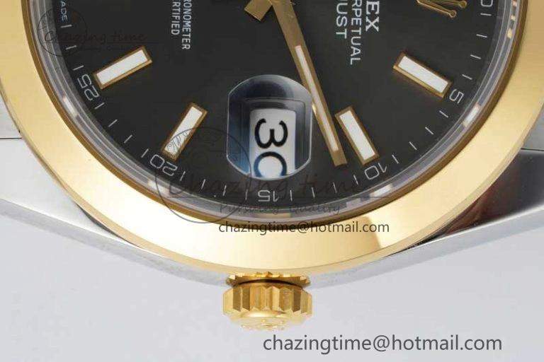 DateJust 41 SS YG Polished Bezel KING 1:1 Best Edition 904L Steel Gray Dial on Oyster Bracelet VR3235