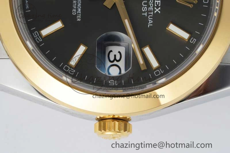 DateJust 41 SS YG Polished Bezel KING 1:1 Best Edition 904L Steel Gray Dial on Oyster Bracelet VR3235
