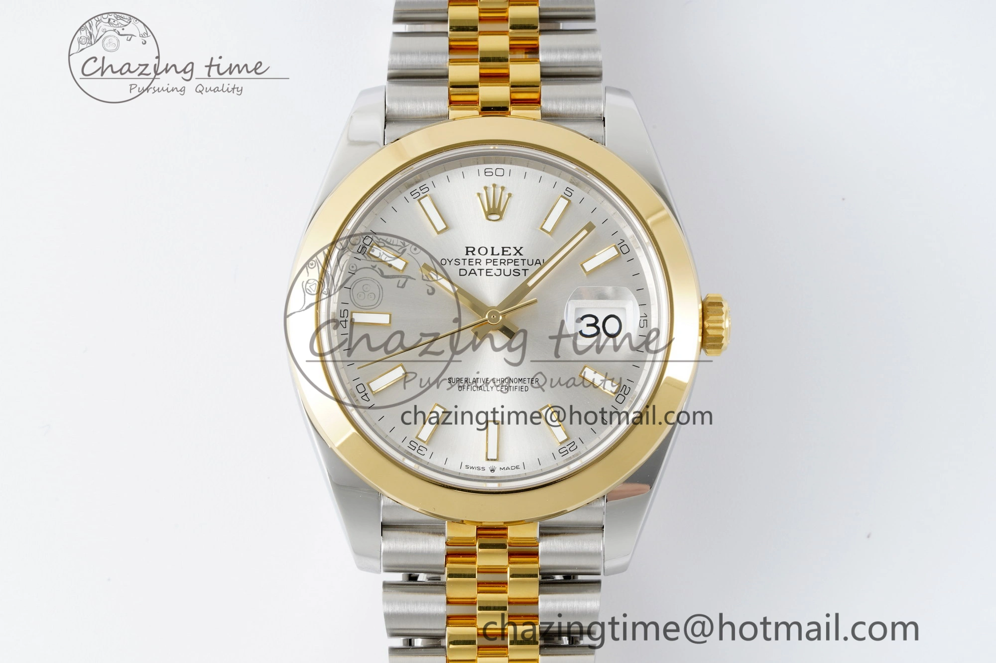 DateJust 41 SS YG Polished Bezel KING 1:1 Best Edition 904L Steel Silver Dial on Jubilee Bracelet VR3235