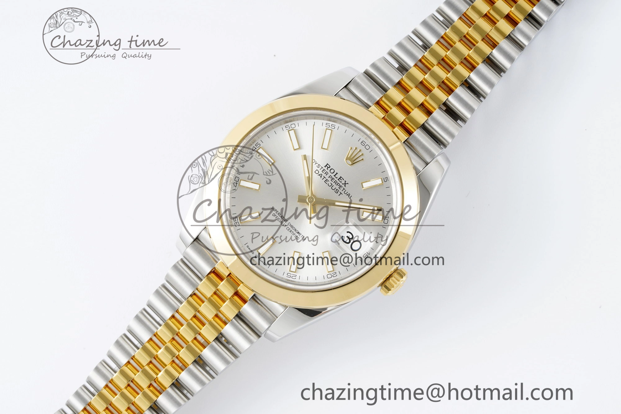 DateJust 41 SS YG Polished Bezel KING 1:1 Best Edition 904L Steel Silver Dial on Jubilee Bracelet VR3235