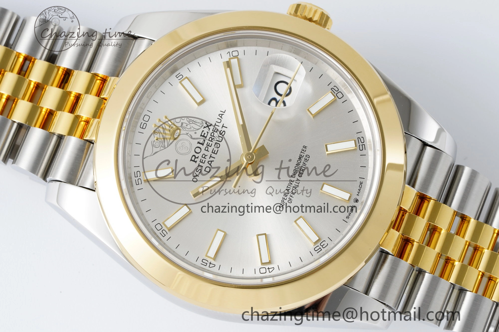 DateJust 41 SS YG Polished Bezel KING 1:1 Best Edition 904L Steel Silver Dial on Jubilee Bracelet VR3235