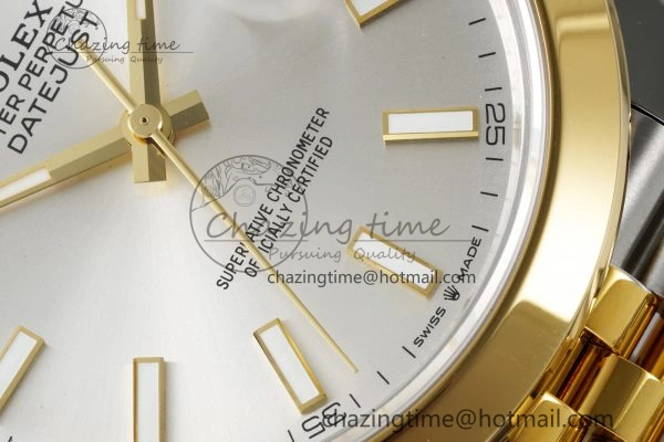 DateJust 41 SS YG Polished Bezel KING 1:1 Best Edition 904L Steel Silver Dial on Jubilee Bracelet VR3235