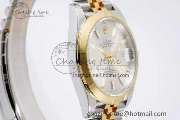 DateJust 41 SS YG Polished Bezel KING 1:1 Best Edition 904L Steel Silver Dial on Jubilee Bracelet VR3235