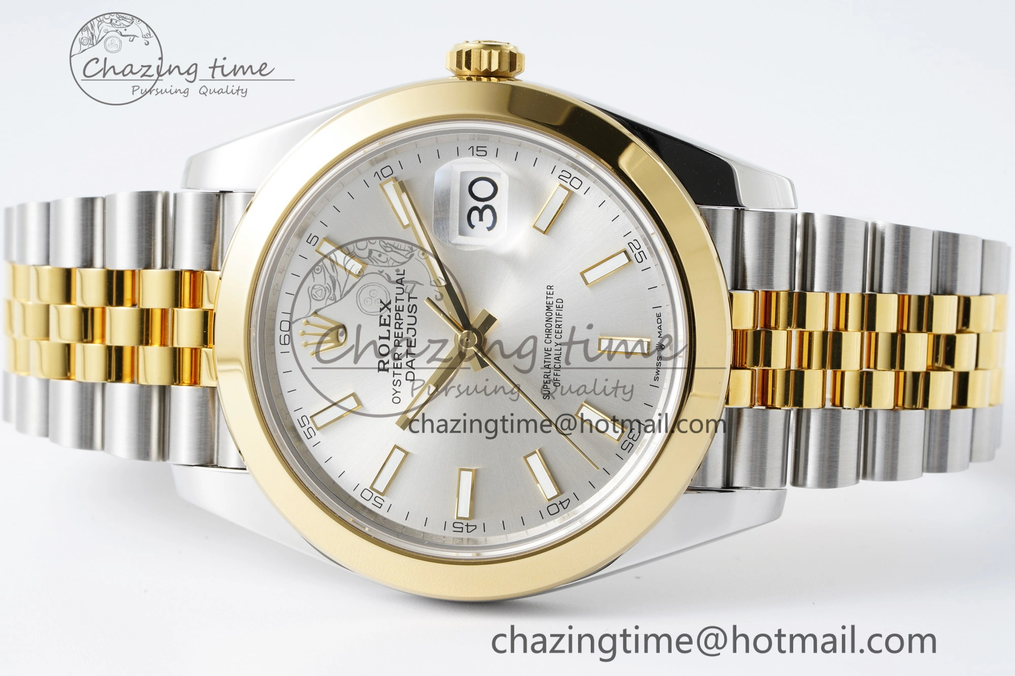 DateJust 41 SS YG Polished Bezel KING 1:1 Best Edition 904L Steel Silver Dial on Jubilee Bracelet VR3235
