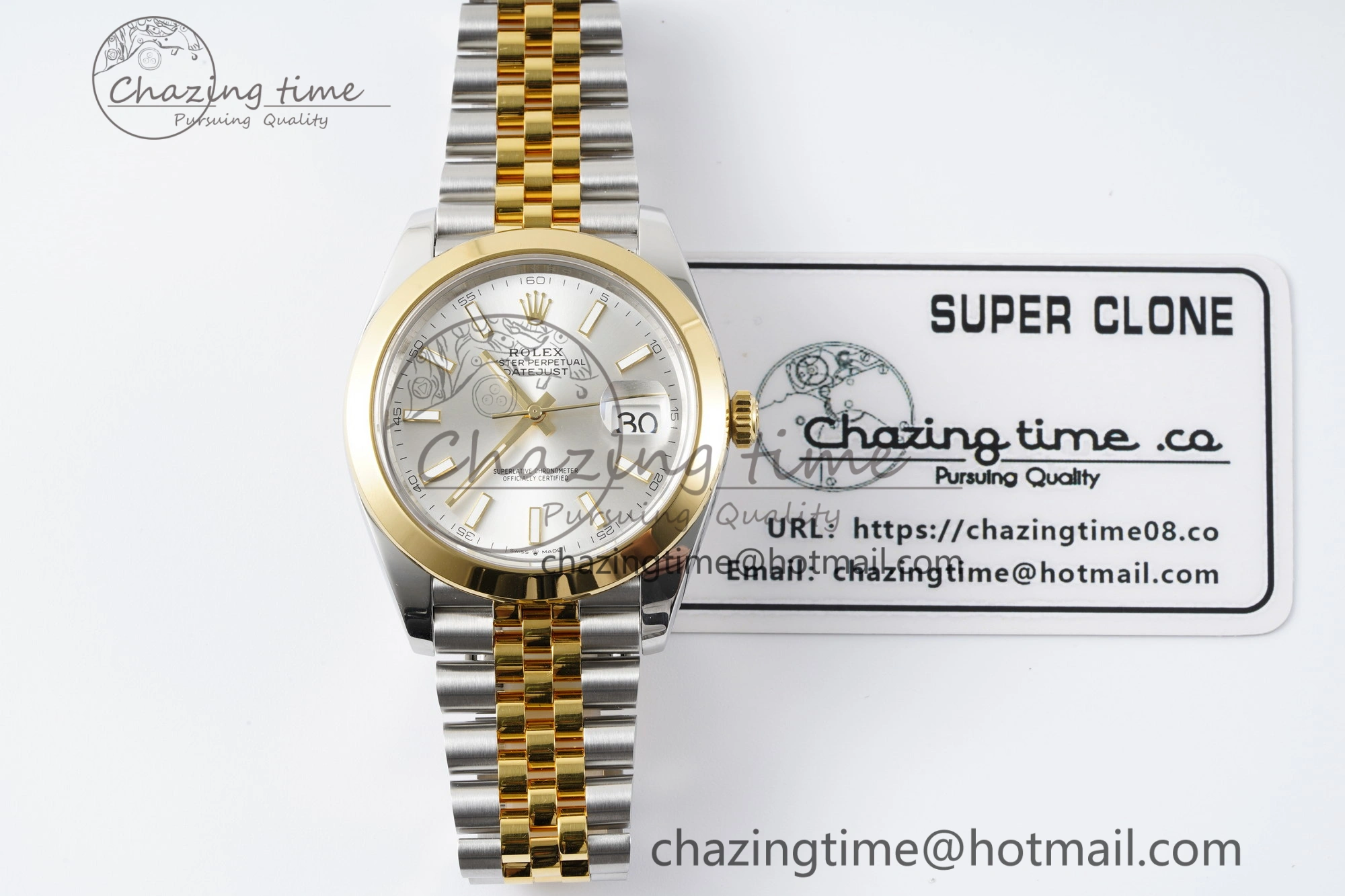 DateJust 41 SS YG Polished Bezel KING 1:1 Best Edition 904L Steel Silver Dial on Jubilee Bracelet VR3235