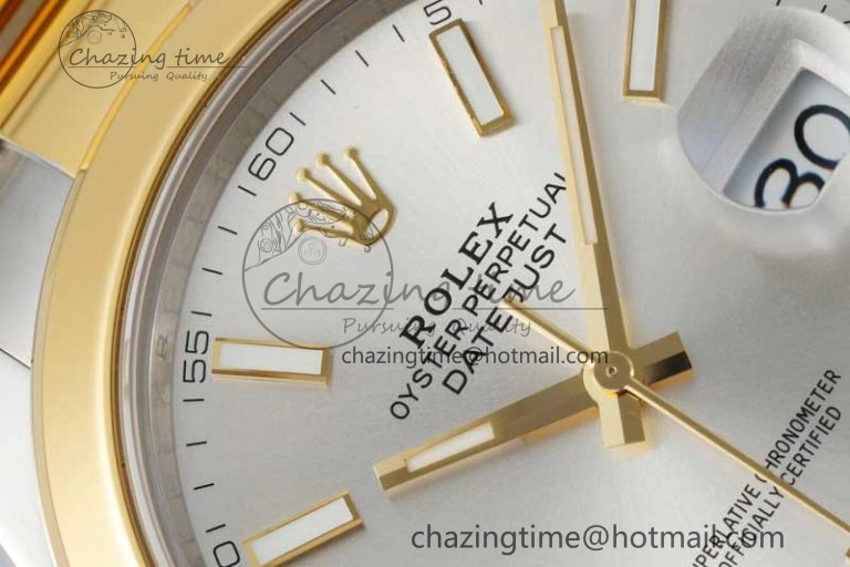 DateJust 41 SS YG Polished Bezel KING 1:1 Best Edition 904L Steel Silver Dial on Oyster Bracelet VR3235