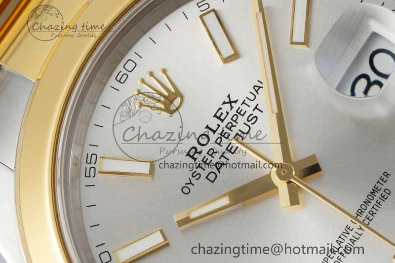 DateJust 41 SS YG Polished Bezel KING 1:1 Best Edition 904L Steel Silver Dial on Oyster Bracelet VR3235