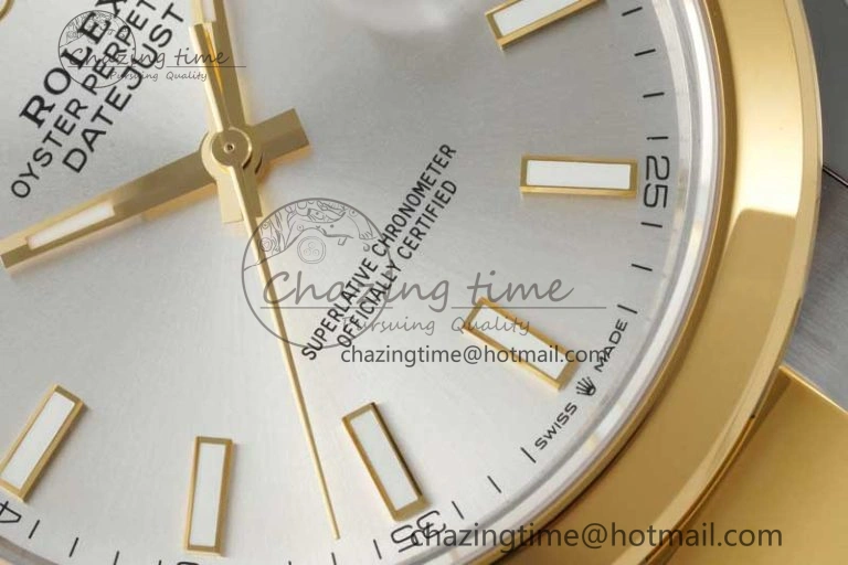 DateJust 41 SS YG Polished Bezel KING 1:1 Best Edition 904L Steel Silver Dial on Oyster Bracelet VR3235