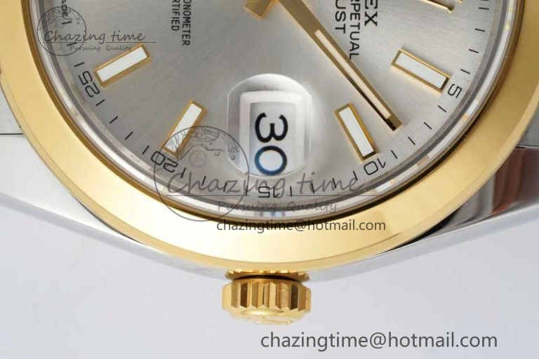 DateJust 41 SS YG Polished Bezel KING 1:1 Best Edition 904L Steel Silver Dial on Oyster Bracelet VR3235