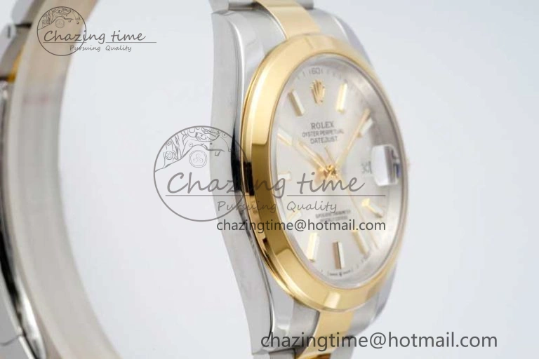 DateJust 41 SS YG Polished Bezel KING 1:1 Best Edition 904L Steel Silver Dial on Oyster Bracelet VR3235
