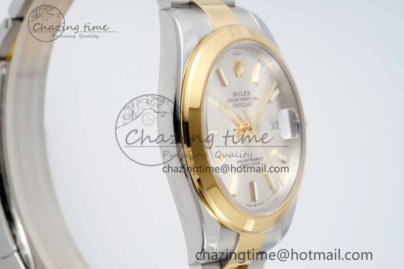 DateJust 41 SS YG Polished Bezel KING 1:1 Best Edition 904L Steel Silver Dial on Oyster Bracelet VR3235