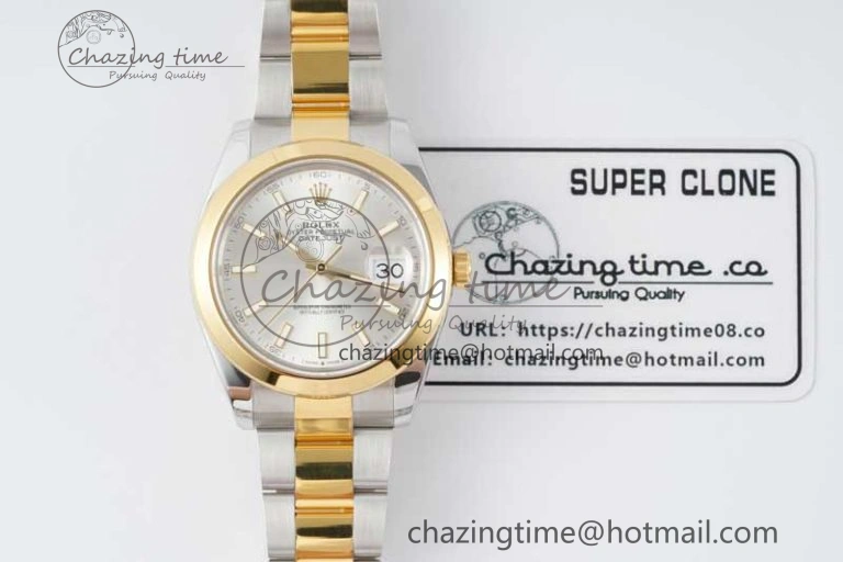 DateJust 41 SS YG Polished Bezel KING 1:1 Best Edition 904L Steel Silver Dial on Oyster Bracelet VR3235