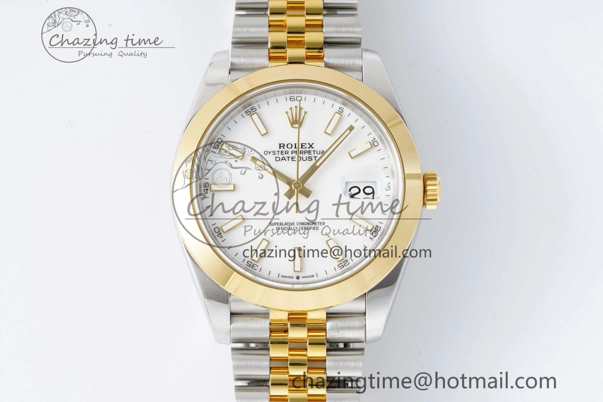 DateJust 41 SS YG Polished Bezel KING 1:1 Best Edition 904L Steel White Dial on Jubilee Bracelet VR3235