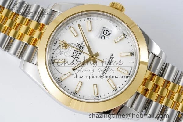 DateJust 41 SS YG Polished Bezel KING 1:1 Best Edition 904L Steel White Dial on Jubilee Bracelet VR3235