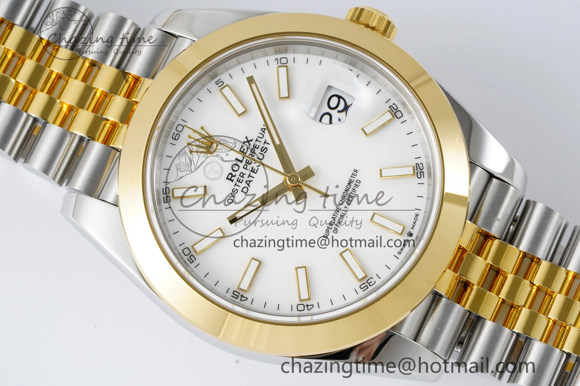 DateJust 41 SS YG Polished Bezel KING 1:1 Best Edition 904L Steel White Dial on Jubilee Bracelet VR3235