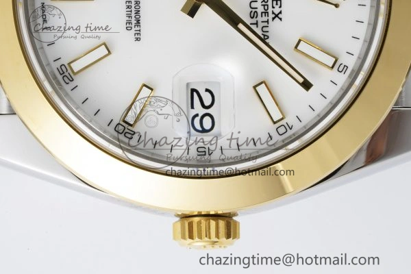 DateJust 41 SS YG Polished Bezel KING 1:1 Best Edition 904L Steel White Dial on Jubilee Bracelet VR3235